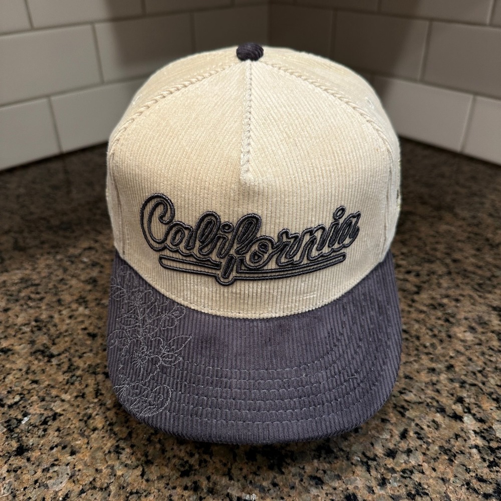 DVNIEL LUU California Corduroy Snapback Hat Adjustable Cream Gray New